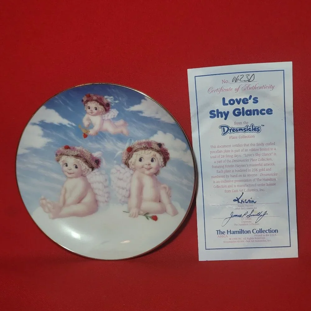 Vintage Dreamsicles Loves Shy Glance Angel Cherub Collectible Plate 1994 COA
